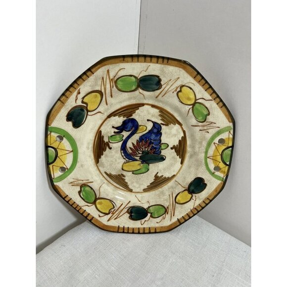 Vintage Japanese Hand Painted Serving Plate 8 3”4 With Holes - Picture 1 of 5